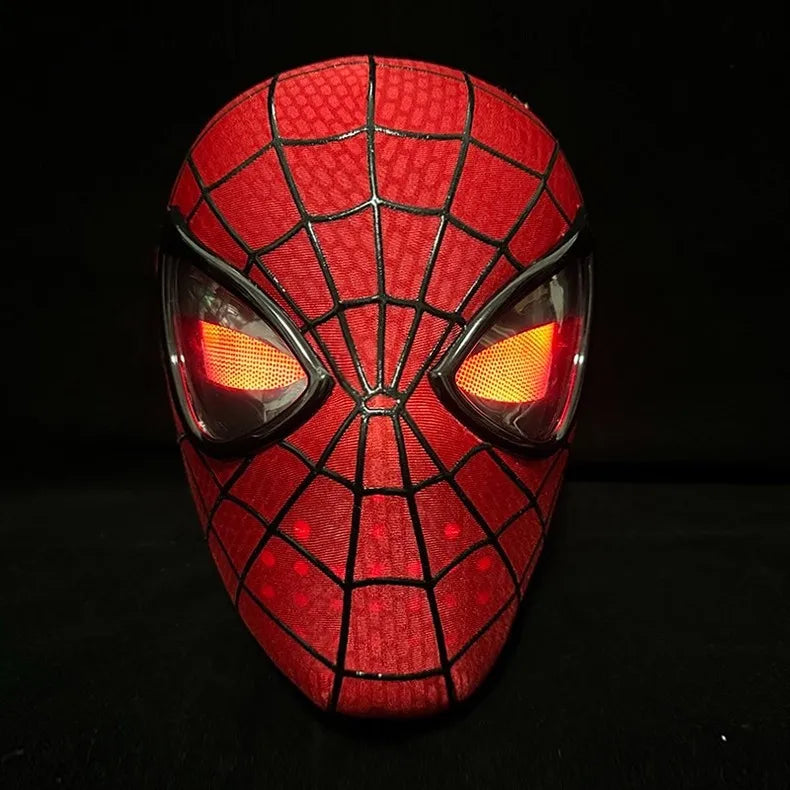 Amazing Spider Man Figure Mask 1:1 Wearable Headgear Helmet With Ring Control Eye Light Cosplay Props Collection Model Toy Gift