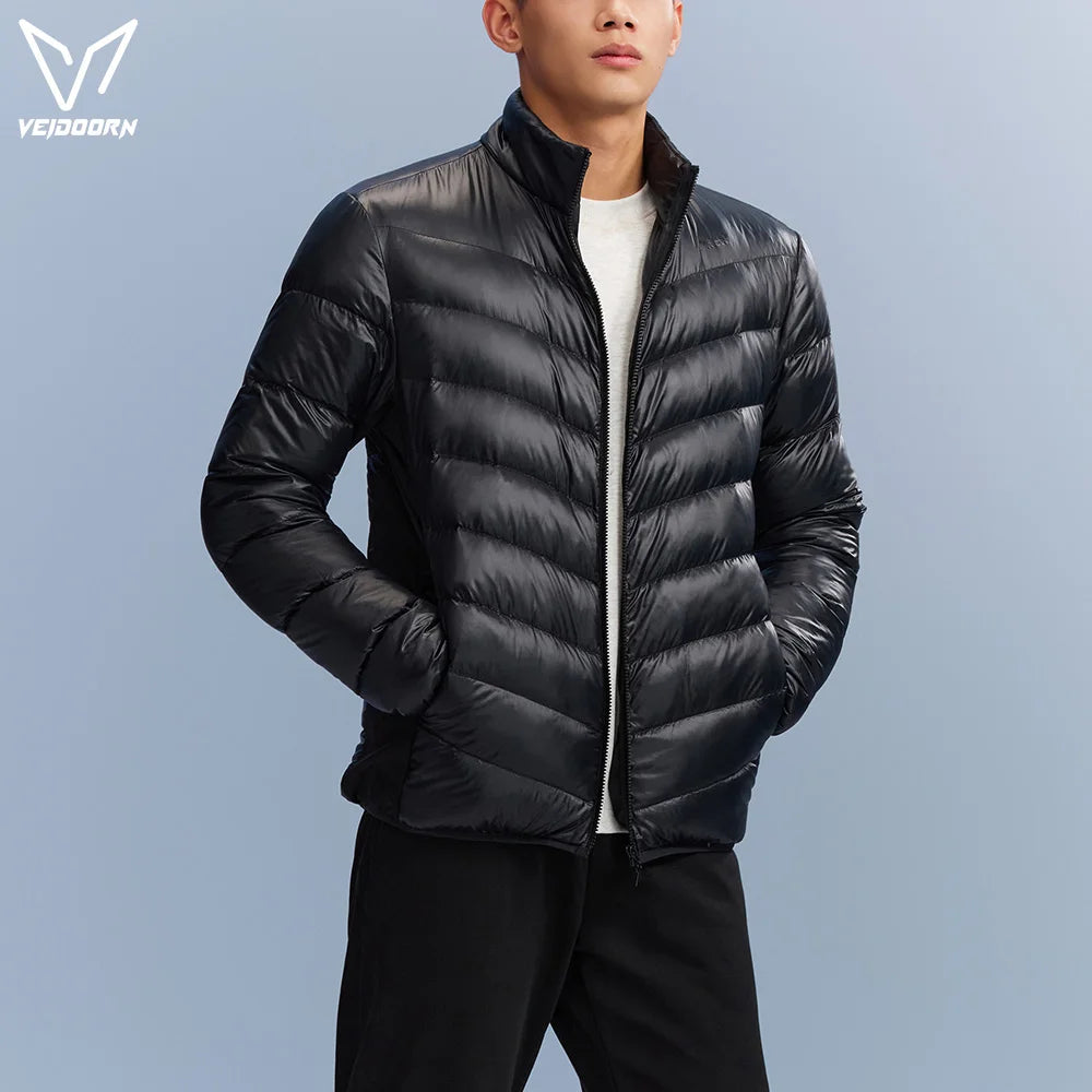 Veidoorn Premium Down Jacket for Men Heavy Duty Warm Winter Coat with Real Duck Feather Waterproof Windproof Outdoor Ski Jacket