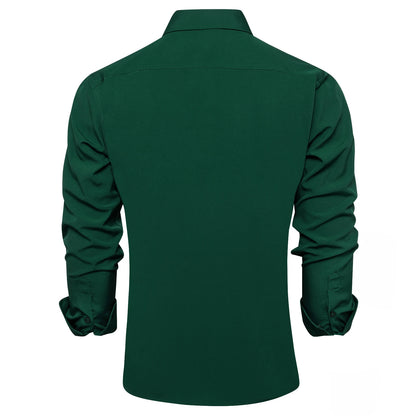 Solid Men Shirts Long Sleeve Cotton Polyester Blue Green Yellow Classic Basic Casual Slim Business Office Shirts Clothes