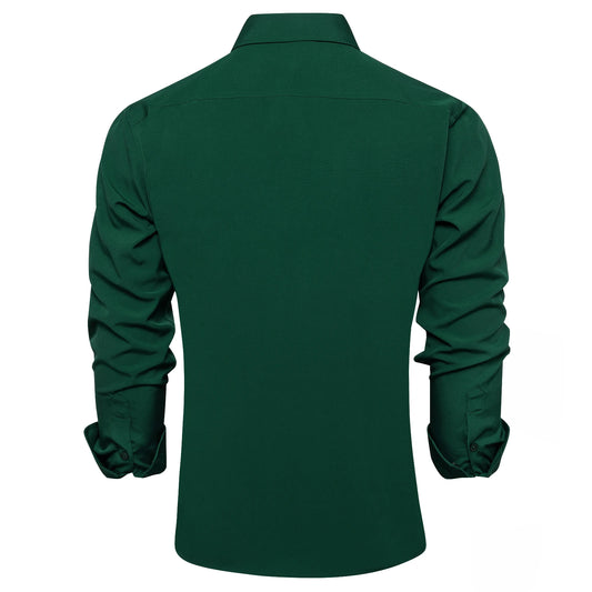 Solid Men Shirts Long Sleeve Cotton Polyester Blue Green Yellow Classic Basic Casual Slim Business Office Shirts Clothes