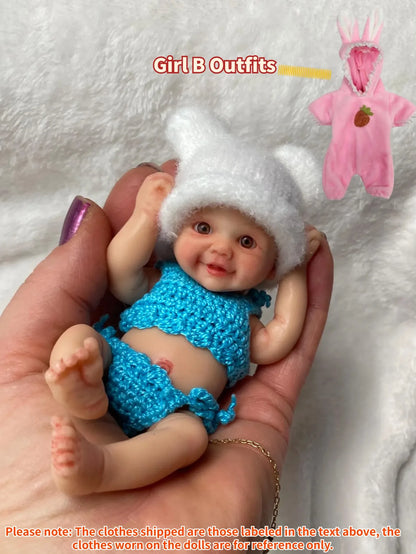 6 Inch Solid Silicone Reborn Doll Girl And Boy Lifelike Newborn Baby Cute Doll For Children Birthday Gifts