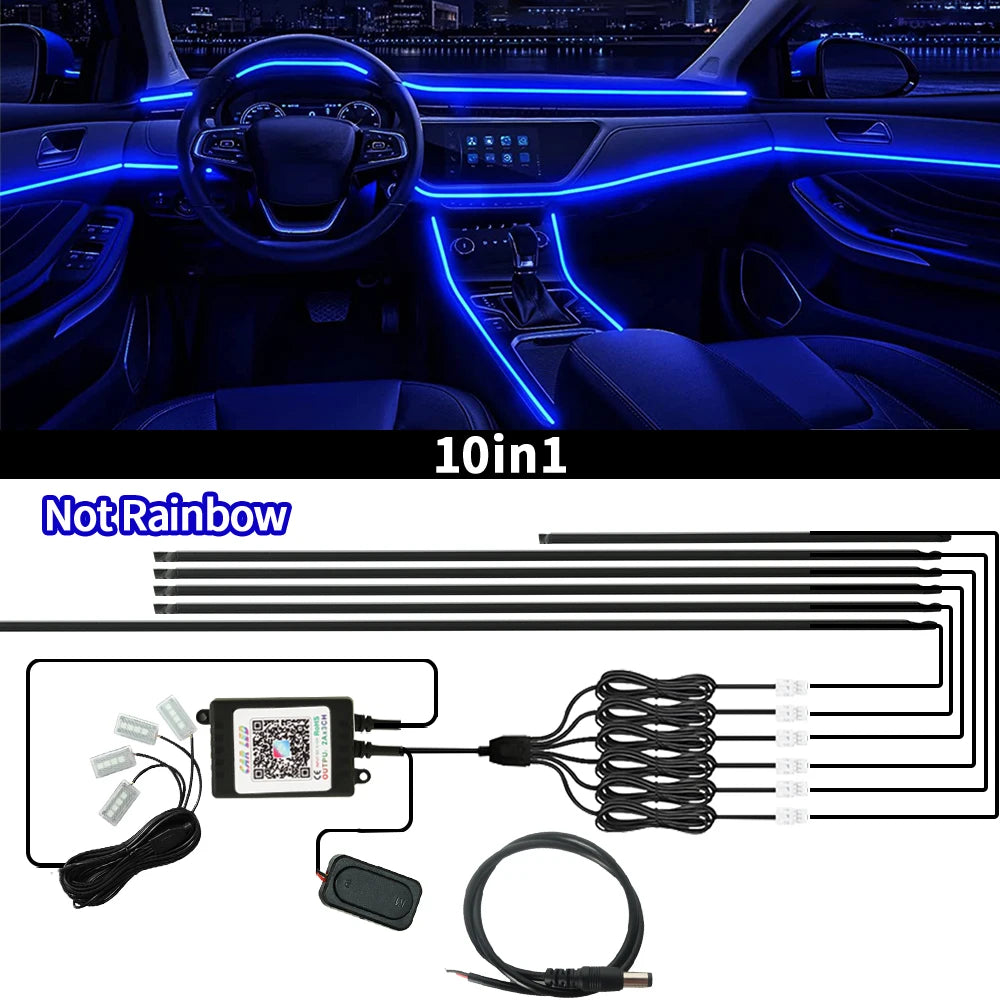 Symphony Interior Car LED Ambient Strip Lights with APP Control Music Sync RGB Decorative Lamp 18 in 1 Auto Atmosphere Light