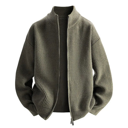 Cardigan Sweater Men's Knitted Sweater Spring and Autumn Fleece Thickened Outer Wear Loose  New Coat