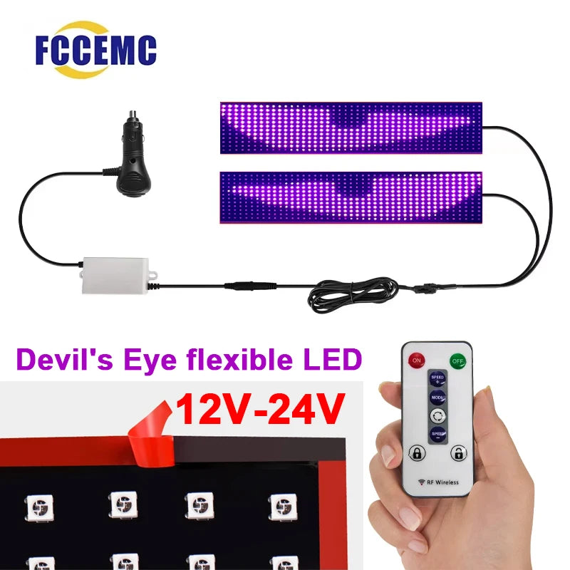 12V-24V Truck Decoration Atmosphere Light Devil's Eye flexible LED screen Video-driven Extra large smart decor light Accessories