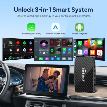 Ottocast Play2video Pro AI Box Wireless Carplay Android Auto Adapter Netflix Dongle Video Playback 1080p Screen Mirror for Cars