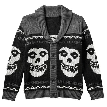 Autumn Winter y2k Portrait Print Harajuku Men Sweater Fashion Men and Women Long Sleeves Warm Gothic Ghost Knitted cardigan Coat