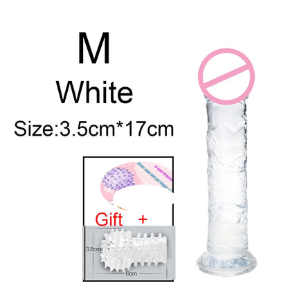 Cheap Women Erotic Anal 5 Colors Big Transparent Dildo Suction Cup Jelly Dick Sex Toys Soft Clitori Vaginal Masturbators Penis