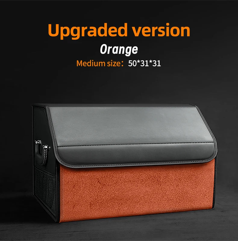 Car Suede Trunk Organizer Large Capacity Leather Foldable Storage Box Portable Multifunctional Tool Organizer Car Accessories