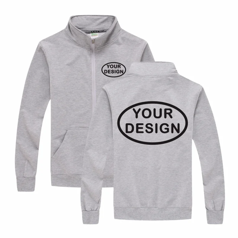 Customized LOGO Men's Thin Jacket Embroidered Printed Zipper Coat Spring and Autumn Street Stand up Collar Cardigan Hoodie