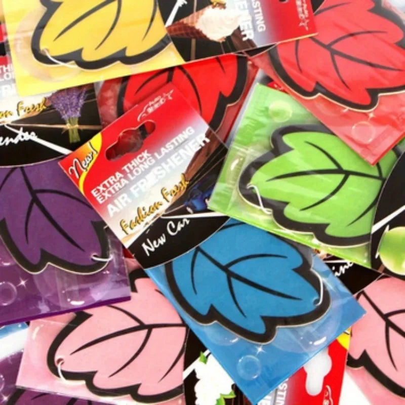6/12/18/24/48/60pcs Leaf Shape Car Air Freshener Natural Tea Paper Auto Hanging Vanilla Perfume Fragrance Accessories Interior