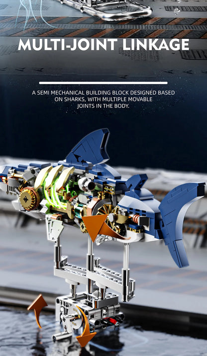 DIY Mechanical Technical Shark Building Blocks Creative Ocean Series Decorations Model Boys Children Christmas Birthday Gifts