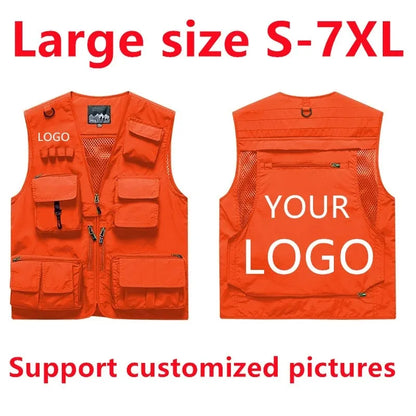 Custom Logo Men's Fleece Vest Winter Warm Sleeveless Jacket Casual Outdoor Sports Waistcoat Male Plus Size 7XL Brand Clothing