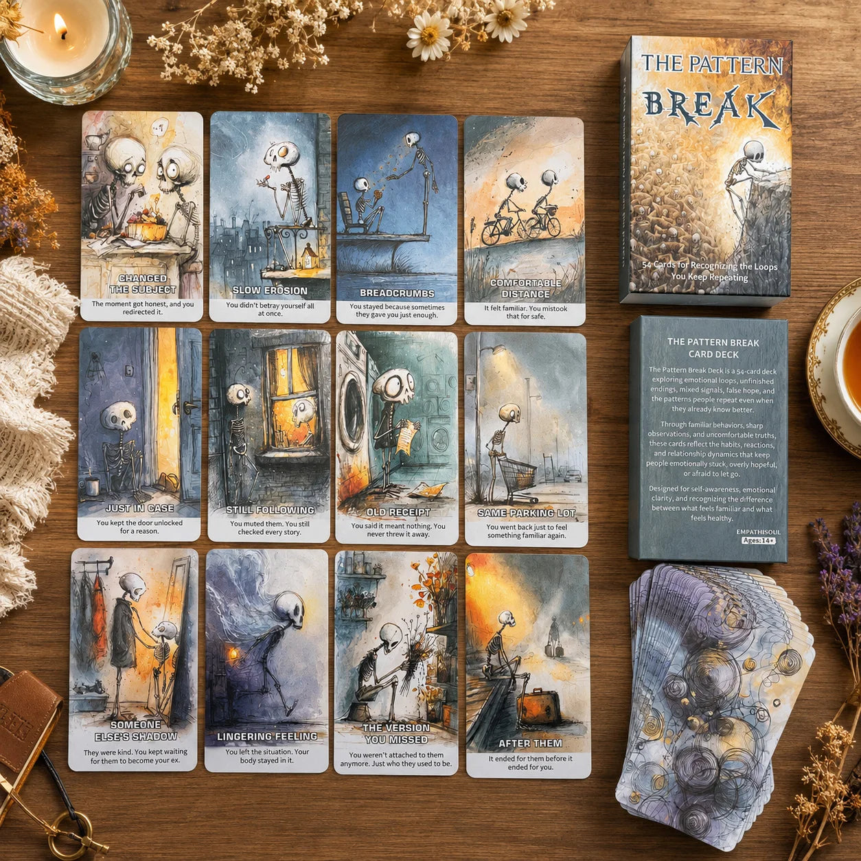 54 Card Deck, 13x8 Cm Oracle Cards, The Pattern Break Card Game, Explore Repeating Cycles, Self-Discovery Playing Cards