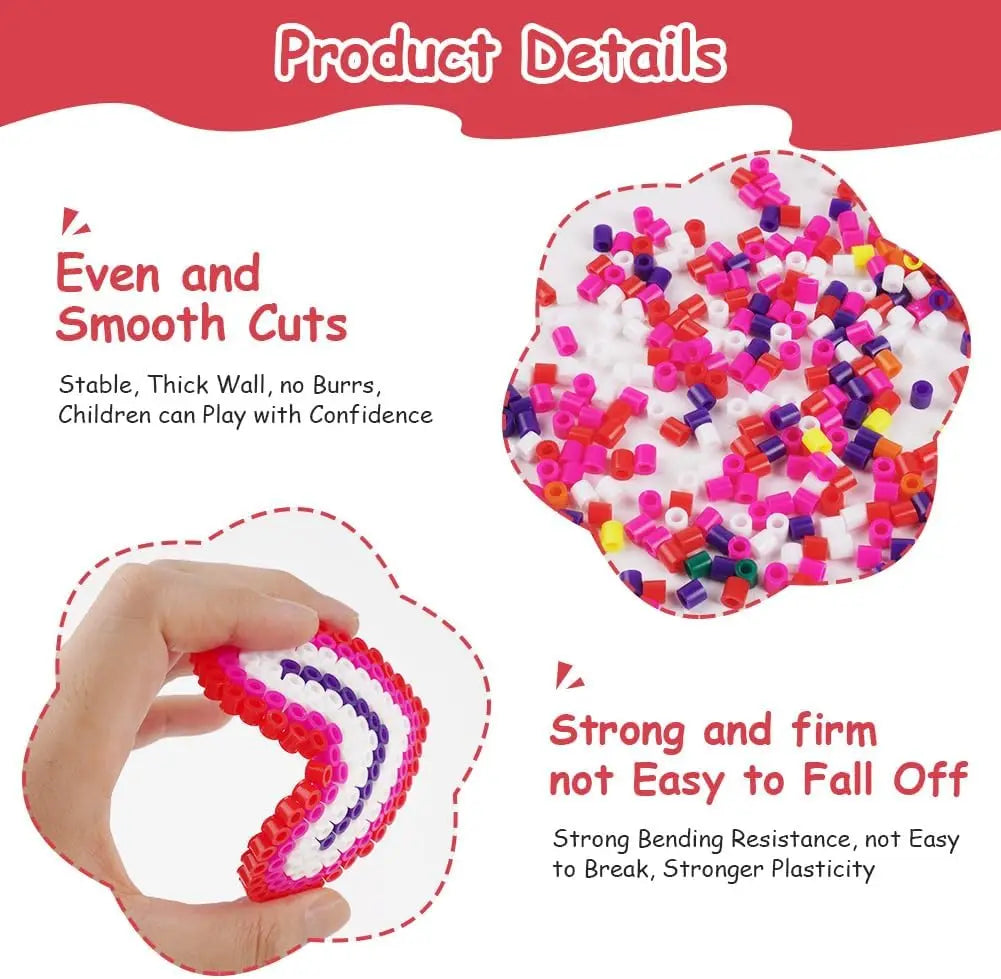 Fuse Beads Kit, 600pcs 5mm Iron Beads Set for Kids, DIY Art Craft Toys Iron Beads,  Christmas Birthday Gift for Boys and Girls