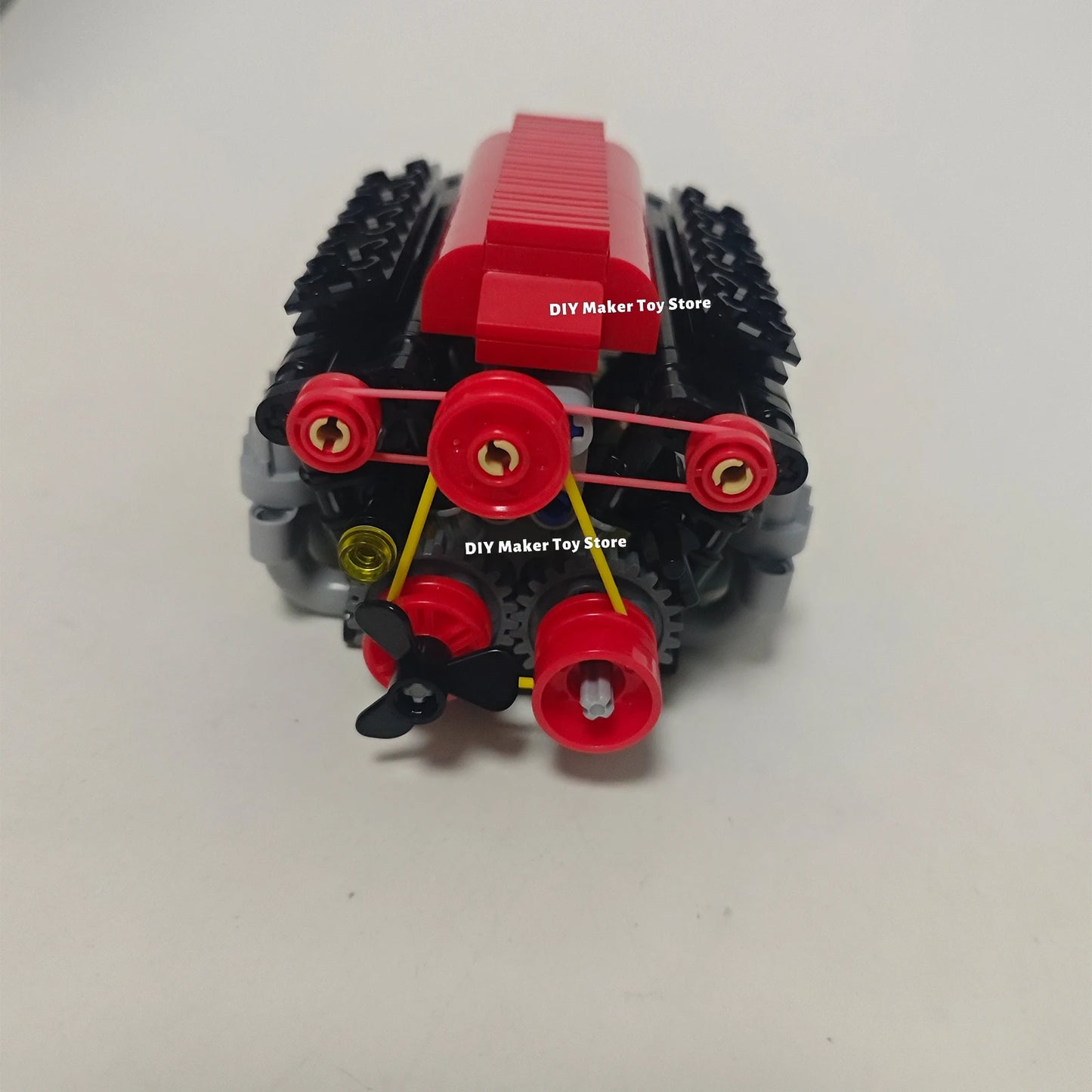 MOC Super V8 Engine Simulation Model Building Blocks Technology Car Parts 6 Speed Gearbox Power Motor Battery Box Boys Toys Gift