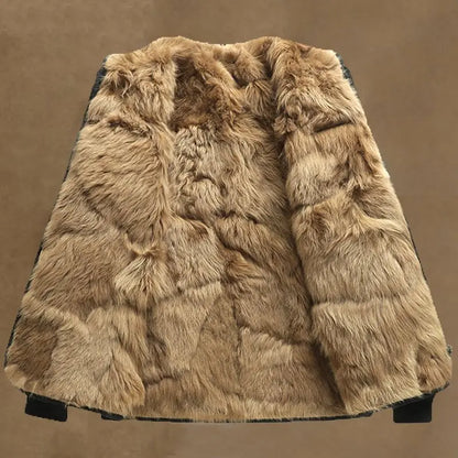 Winter High-end Woolen Cotton Jacket Men Fur Integrated Leather Jacket Lining Warm Thickened Sheepskin Cotton Jacket Long Fur