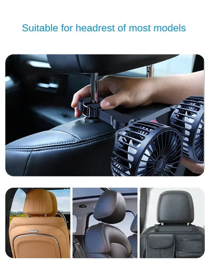 3-speed Car Seat Back Cooling Fan USB Charge Dual Head Fan 360 Degree Rotation Neck Cooler for Summer Car Accessories