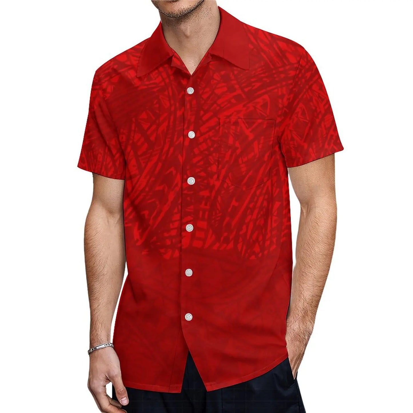 Tribal Clothing Polynesian Men Shirt Hawaiian Print Customized Large Round Neck Women Dress Couple Fashion Elegant Match