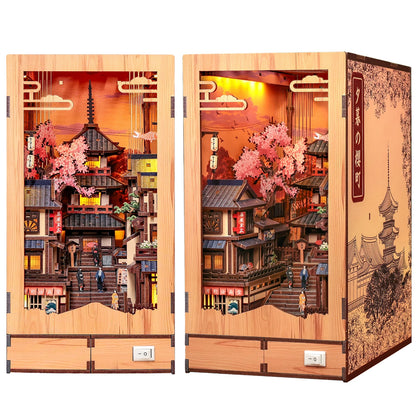 CUTEBEE DIY Book Nook Kit Japanese Sakura 3D Puzzle Dollhouse for Bookshelf Unique Craft Gift for Book Lover Christmas Miniature