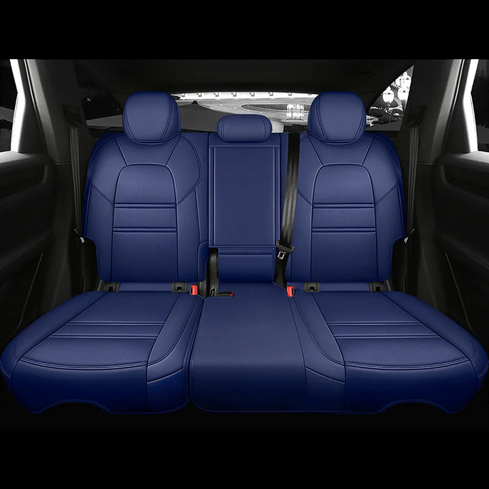 For Tesla Model Y 2020 2021 2022 2023 2024 2025 PU Leather Custom Car Seat Covers Full Set Interior Protector Accessories