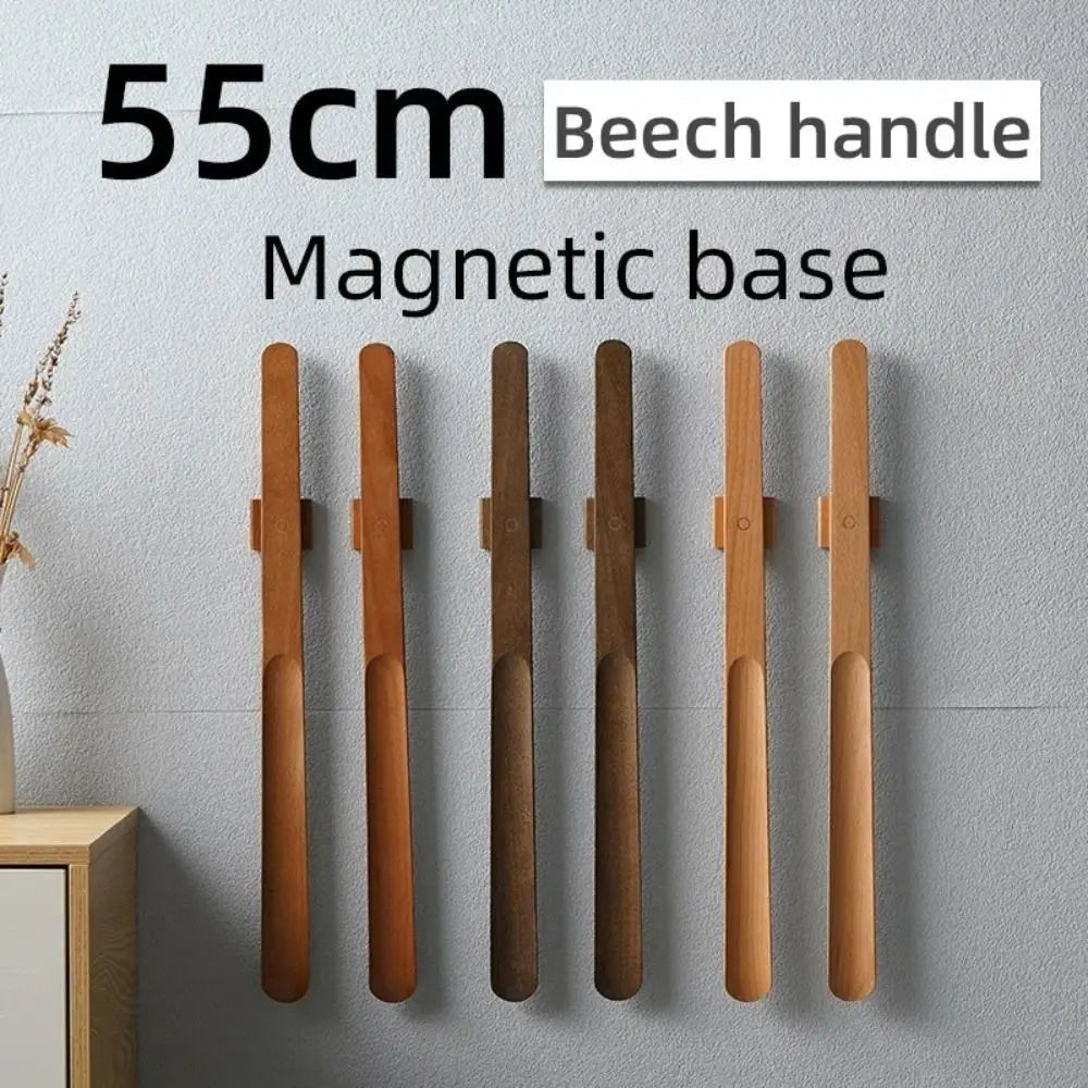 Useful 30/55cm Magnetic Shoehorn Wooden Handle No-Bend Shoe Puller Flexible Long shoe Lifter for Elderly, Pregnant Women