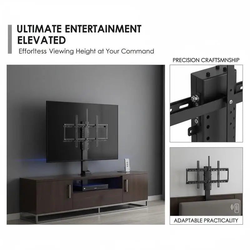 TV Raising Stand 35" Stroke for Home Theater Office Conference Room, Remote Control Height Adjustable 28.7-64.2" Fit 32-65" Screen Load Capacity 154 Lbs