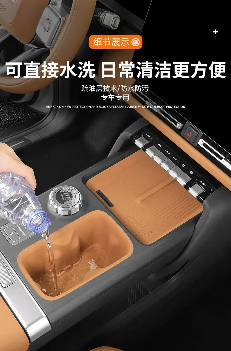 For Chery ICAR V27 2026 Silicone Cup Holder Mat Wireless Charging Anti Slip Pad Tailgate Storage Box Interior Accessories Kit
