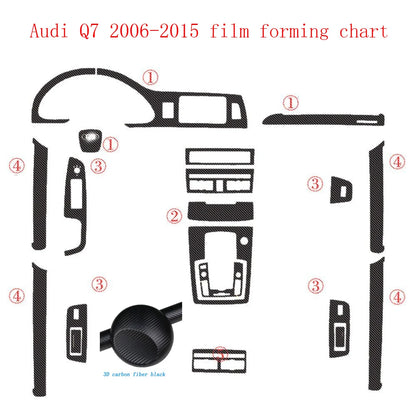For Audi Q7 2006-2015 Interior Central Control Panel Door Handle 5D Carbon Fiber Stickers Decals Car styling Accessorie