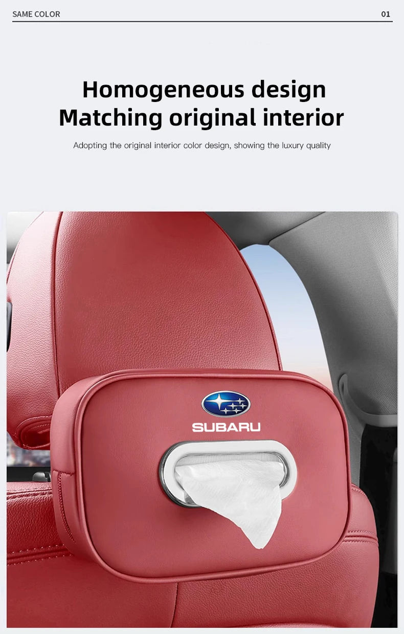High-capacity Car Interior Tissue Box Kleenex Storage Bag Accessories For Subaru STI Forester Impreza Legacy Outback XV BRZ WRX