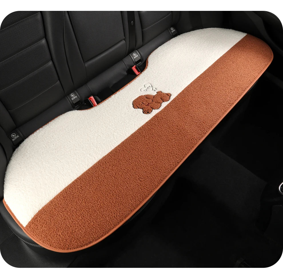 Funny Puppy Car Seat Cover 2025 New Autumn Fleece Fabric PU Leather Warm Comfortable Quick Installation Fits Most Cars