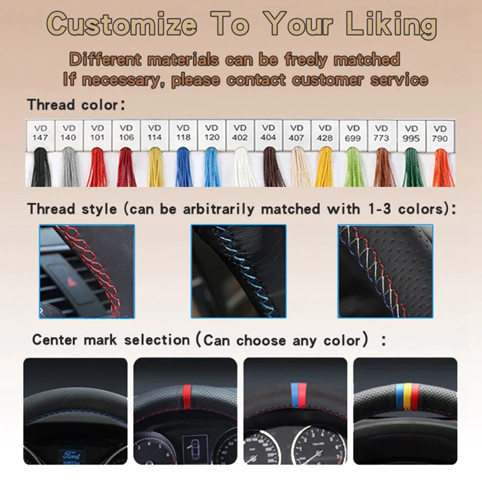 Custom Car Steering Wheel Braid Cover Genuine Leather Fit For Mazda 3 Axela Mazda 6 Atenza Mazda 2 CX-3 CX3 CX-5 CX5 Scion