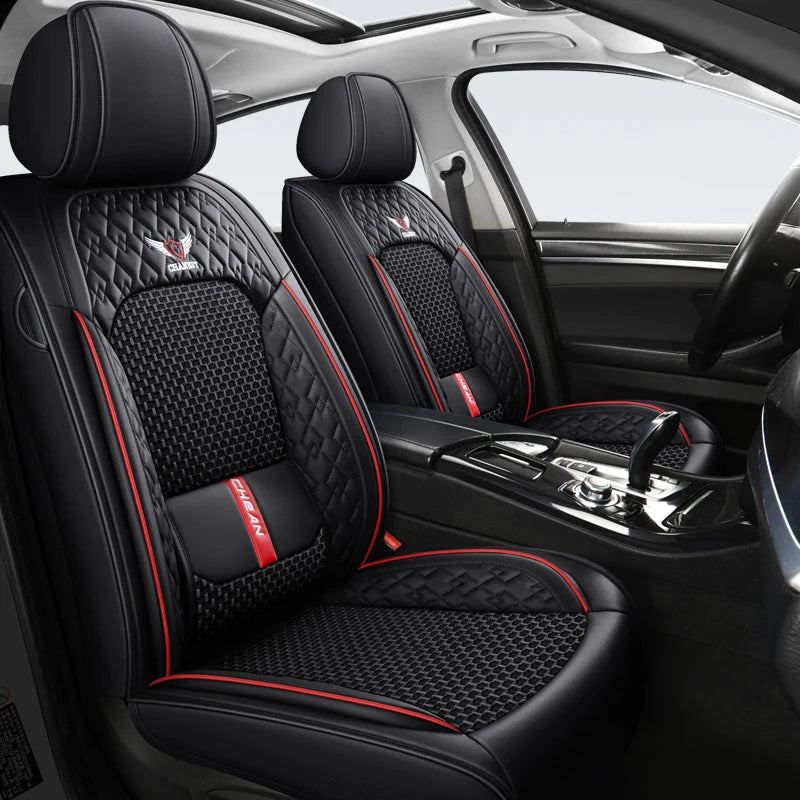 5-seat  car seat cover, new nappa leather ice silk fixed lumbar support, four-season universal, suitable for most cars