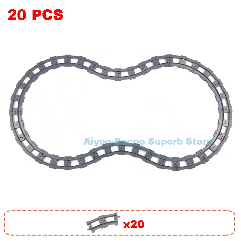 Big Size Building Blocks Train Railway Transport Set Track Parts Electric Locomotive DIY Assemble Interaction Toys For Children