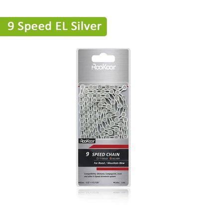 Rookoor Bicycle Chain 6 7 8 9 10 11 Speed Velocidade Titanium Plated TI Gold Silver Mountain Road Bike MTB Chains Part 116 Links