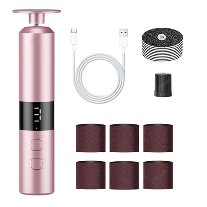 Electric Foot Grinder 2-in-1 Rechargeable Callus Remover Nail File Pedicure Machine for Dead Skin Foot Care