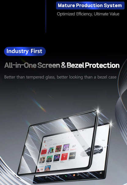 2-in-1 BJBT Tempered Glass Screen Protector for Tesla Model 3 Y Juniper Accessories 2025 2026 Case With Protective Frame