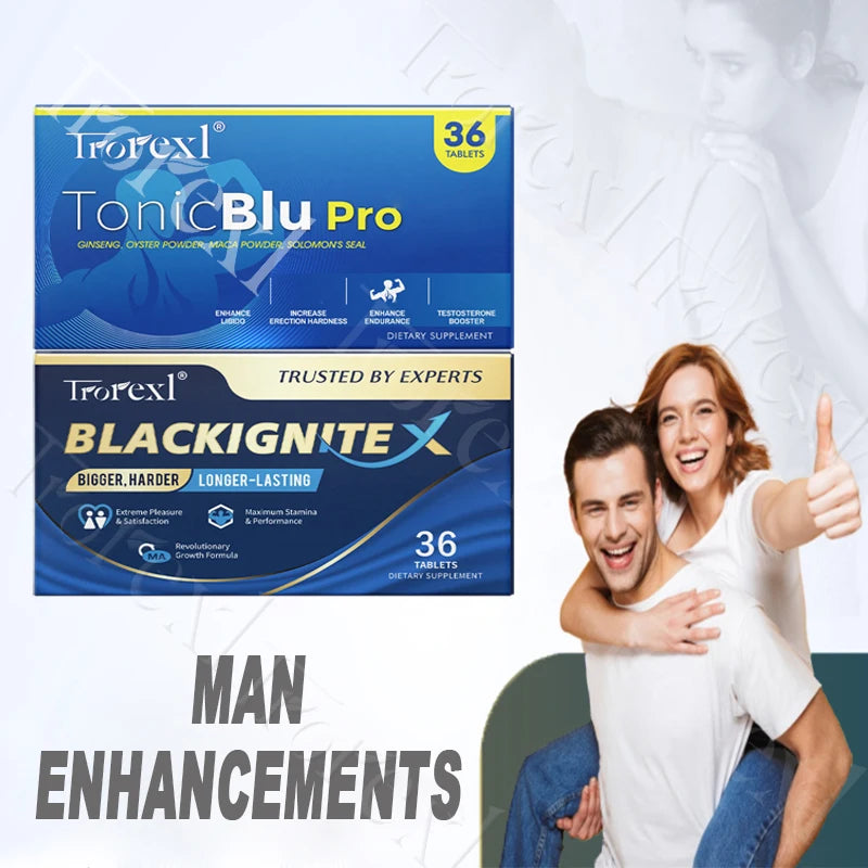 Male Morning Power+Evening Performance Set Supplements for Responsiveness Control, Potency Formula-Oyster Extract, Maca, Ginseng