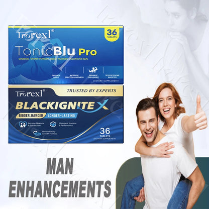 Male Morning Power+Evening Performance Set Supplements for Responsiveness Control, Potency Formula-Oyster Extract, Maca, Ginseng
