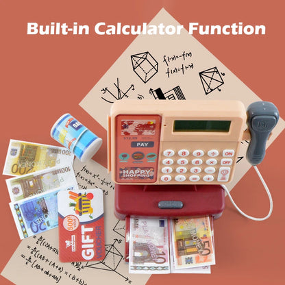 Supermarket Cash Register Game Pretend Play Toy Electric Puzzle Play Toy House Miniature Food Calculation Girl Toy Kids Gift