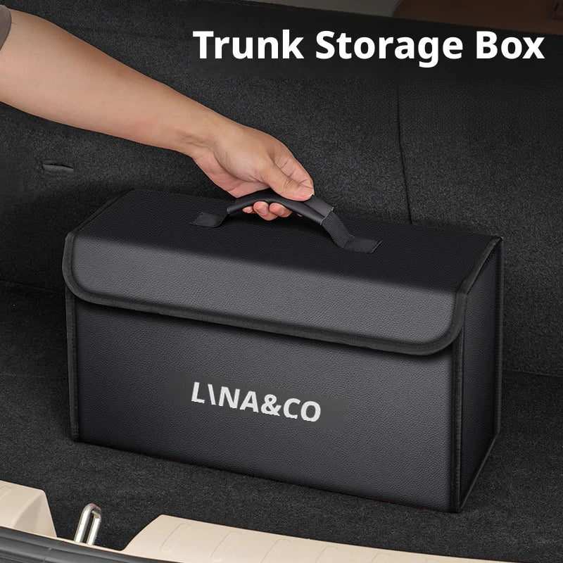 Car trunk storage box is suitable for Lynk & Co 01 02 03 05 06 07 08 09 10 Z10 Z20 900 2019-2025 leather car trunk tool box