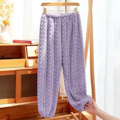 Women's Fleece Lined Flannel Pajama Pants Thick Home Clothes Autumn Winter Warm Fairy Style plus Size Comfortable Long Pants