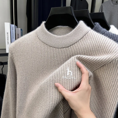 2025 Light Luxury Autumn and Winter Fashion Embroidered Round Neck Knitted Sweater Pattern Sweater Casual Warm Men