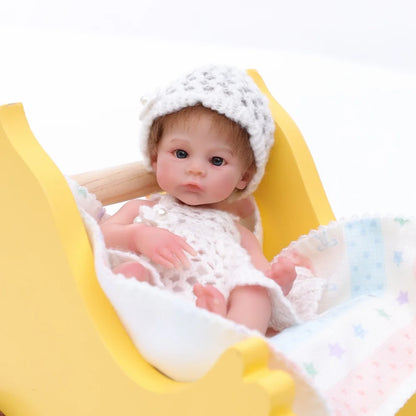 Cloveray 8 inch Mini Full Body Soft Silicone Realistic Reborn Baby Doll Super Cute Solid Silicone Doll High Quality Toy Kid Gift