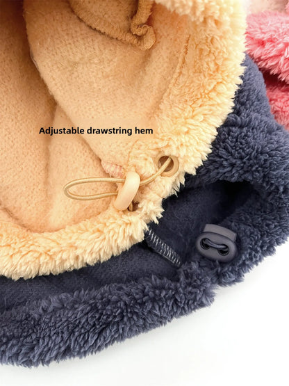 Australian Single Surfing Wind Women's Fleece Sweatshirt Coat Half Zipper Warm Fluffy Hoodie Jacket Color Block Casual Style