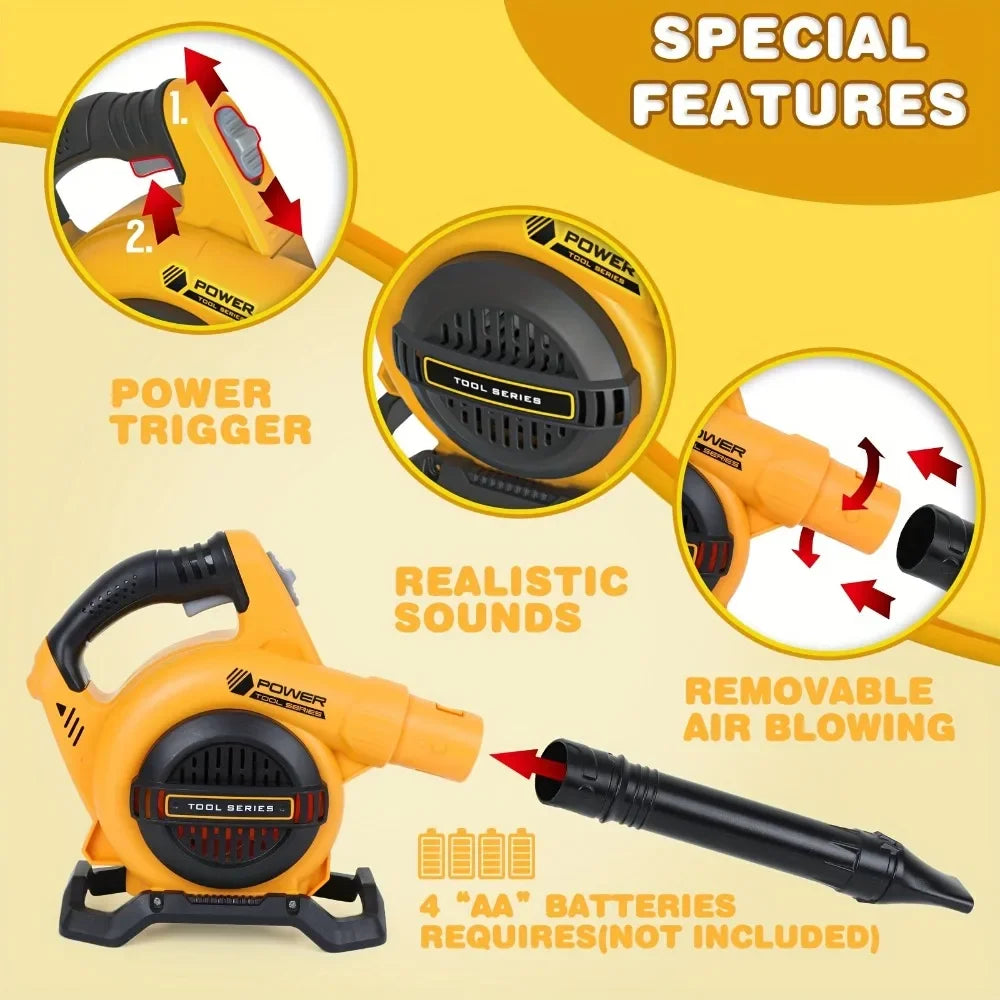 Pretend Play Tool Kids Electric Blower Toy Leaf Blower for Toddlers with Simulation Sound Birthday Gifts for Boys Girls