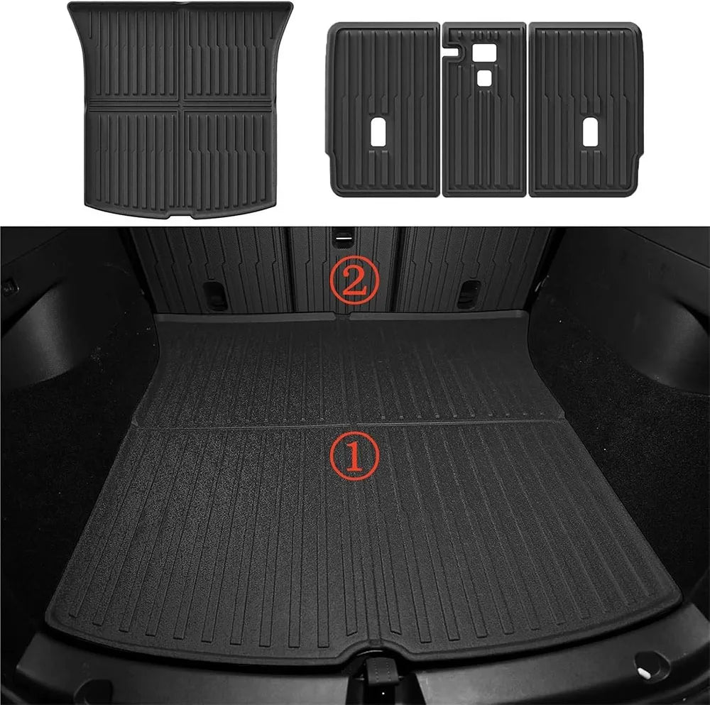 For Tesla Model Y Juniper 2025 2026 Floor Mats with Door Sill Protector LHD RHD All Weather Trunk Mats Foot Liner Backrest Mats