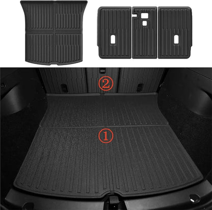 For Tesla Model Y Juniper 2025 2026 Floor Mats with Door Sill Protector LHD RHD All Weather Trunk Mats Foot Liner Backrest Mats