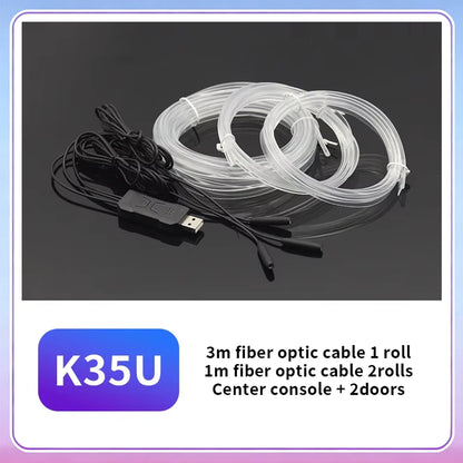 3M Car Interior Ambient LED Light Strip Invisible USB Flexible Neon Interior Lights Assembly RGB APP For Car Decoration Lighting
