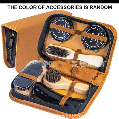 1set Leather Shoes Polish Set Brush Cleaning Kit Keep Shiny Clean Tools for Leather Shoes Care Kit Portable for Boots Sneakers