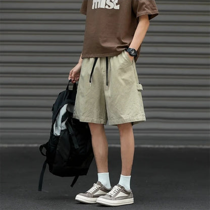 American High Street Cargo Shorts for Men Summer Japanese Retro Five-point Pants Pure Cotton Loose Tooling Outdoor Hiking Pants